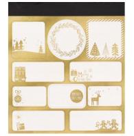 Naklejki świąteczne na prezenty złote. Wydawca: incood.. SmakLiter.pl Opakowanie Naklejki świąteczne na prezenty złote