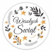 Naklejki świąteczne złote 4cm 48szt. Wydawca: LearnHow. SmakLiter.pl Opakowanie Naklejki świąteczne złote 4cm 48szt