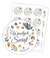 Naklejki świąteczne złote 6cm 24szt. Wydawca: LearnHow. SmakLiter.pl Opakowanie Naklejki świąteczne złote 6cm 24szt