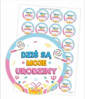 Opakowanie Naklejki urodzinowe - Dziś są moje urodziny 24szt