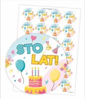 Opakowanie Naklejki urodzinowe - Sto lat! 24szt