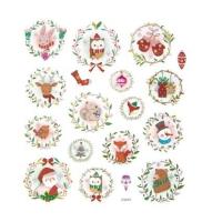 Opakowanie Naklejki z brokatem świąteczka wianuszki 18szt