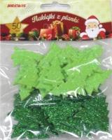 Opakowanie Naklejki z pianki choinki z brokatem 50szt