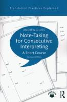 Note-taking for Consecutive Interpreting. Autor: Gillies. SmakLiter.pl Okładka książki Note-taking for Consecutive Interpreting