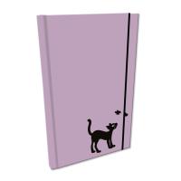 Notes A5 gładki  z gumką Soft Touch lakier UV kot fiolet pastel. Wydawca: EV-Corp. SmakLiter.pl Opakowanie Notes A5 gładki  z gumką Soft Touch lakier UV kot fiolet pastel