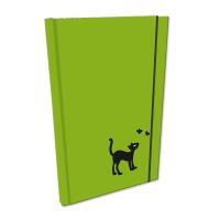 Opakowanie Notes A5 z gumką kratka soft touch uv kot w zieleni BB230024