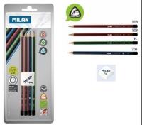 Opakowanie Ołówki trójkątne 4szt+gumka 430 blister MILAN