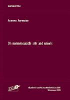 On nonmeasurable sets and unions. Autor: Jureczko Joanna. SmakLiter.pl Okładka książki On nonmeasurable sets and unions