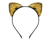 Opakowanie Opaska Kot z cekinami, złota