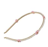 Opaska z perełkami i różowymi kwiatuszkami. Wydawca: Coralico. SmakLiter.pl Opakowanie Opaska z perełkami i różowymi kwiatuszkami