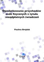 Opodatkowanie przychodów osób fizycznych... Autor: Paulina Brejdak. SmakLiter.pl Okładka książki Opodatkowanie przychodów osób fizycznych..