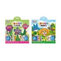 Opakowanie Origami z naklejkami kwiaty/zwierzęta 18 ark mix