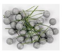 Opakowanie Owoce ostrzokerzewu 12cm srebrne brokat