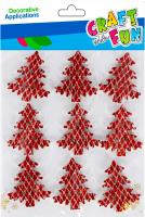 Opakowanie Ozdoba BN samoprzylepna choinka brokatowa czerwona 9szt.