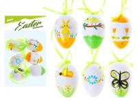 Opakowanie Ozdoba jajka plastik nadruk 6cm 6szt