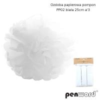 Opakowanie Ozdoba papierowa pompon biała 25cm 3szt
