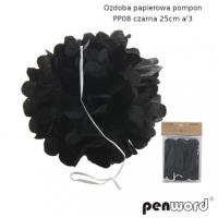 Opakowanie Ozdoba papierowa pompon czarna 25cm 3szt