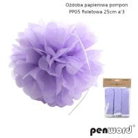 Opakowanie Ozdoba papierowa pompon fioletowa 25cm 3szt