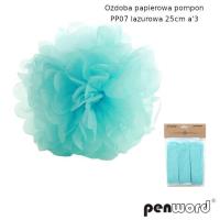 Opakowanie Ozdoba papierowa pompon lazurowa 25cm 3szt