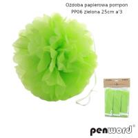 Opakowanie Ozdoba papierowa pompon zielona 25cm 3szt