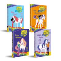 Pakiet Akademia jednorożców. Alina i Szept / Róża i Kryształka / Frania i Miodunka / Wiola i Migotka. Autor: Julie Sykes. SmakLiter.pl Okładka książki Pakiet Akademia jednorożców. Alina i Szept / Róża i Kryształka / Frania i Miodunka / Wiola i Migotka