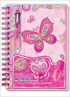 Opakowanie Pamiętnik na spirali z długopisem i akcesoriami motylki