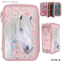 Opakowanie Piórnik 3 komorowy z wyposażeniem Miss Melody Summer Garden + aplikacja 11726A