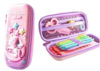 Opakowanie Piórnik 3D jednorożec rozkładany fioletowy 23x10cm