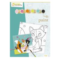 Opakowanie Podobrazie z nadrukiem + farby + pędzel - Kot 20x20 cm