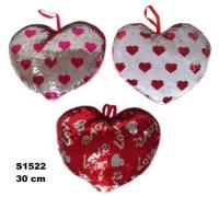 Opakowanie Poduszka Serce cekinowe 30cm MIX