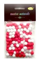 Opakowanie Pompony akrylowe biało-czerwona 10mm 100szt