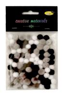 Opakowanie Pompony akrylowe biało-szaro-czarne 10mm 100szt