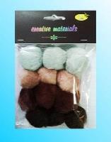 Opakowanie Pompony akrylowe brązowe 40mm 12szt