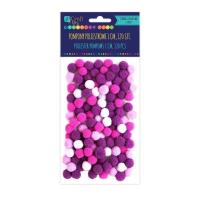 Opakowanie Pompony poliestrowe fioletowe 1cm różowy 120szt