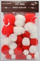 Opakowanie Pompony tonacyjne biało czerwone 15-40mm 30szt