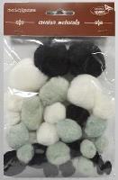 Opakowanie Pompony tonacyjne czarno białe 15-40mm 30szt