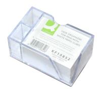 Przybornik na biurko z białymi karteczkami. Wydawca: Q-CONNECT. SmakLiter.pl Opakowanie Przybornik na biurko z białymi karteczkami