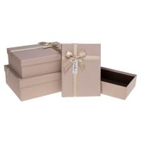 Opakowanie Pudełko prezentowe z kokardą 3szt beżowy ROZETTE