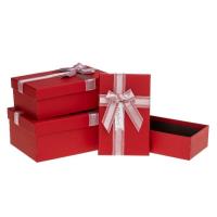 Opakowanie Pudełko prezentowe z kokardą 3szt czerwony ROZETTE