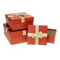 Opakowanie Pudełko prezentowe z kokardą 3szt czerwony ROZETTE