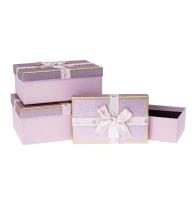 Opakowanie Pudełko prezentowe z kokardą 3szt fiolet ROZETTE