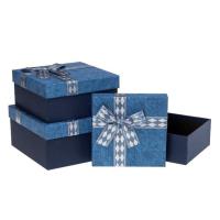 Opakowanie Pudełko prezentowe z kokardą 3szt granat ROZETTE