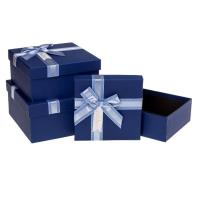 Opakowanie Pudełko prezentowe z kokardą 3szt niebesk ROZETTE