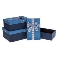 Opakowanie Pudełko prezentowe z kokardą 3szt niebiesk ROZETTE
