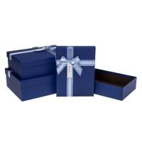 Opakowanie Pudełko prezentowe z kokardą 3szt niebiesk ROZETTE