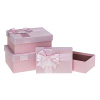 Opakowanie Pudełko prezentowe z kokardą 3szt różowy ROZETTE