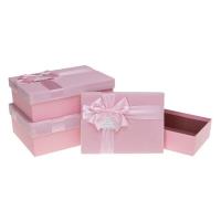 Opakowanie Pudełko prezentowe z kokardą 3szt różowy ROZETTE