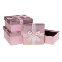 Opakowanie Pudełko prezentowe z kokardą 3szt różowy ROZETTE