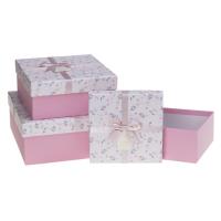 Opakowanie Pudełko prezentowe z kokardą 3szt różowy ROZETTE