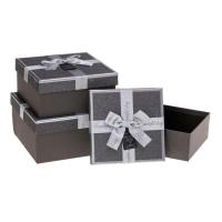 Opakowanie Pudełko prezentowe z kokardą 3szt srebrny ROZETTE